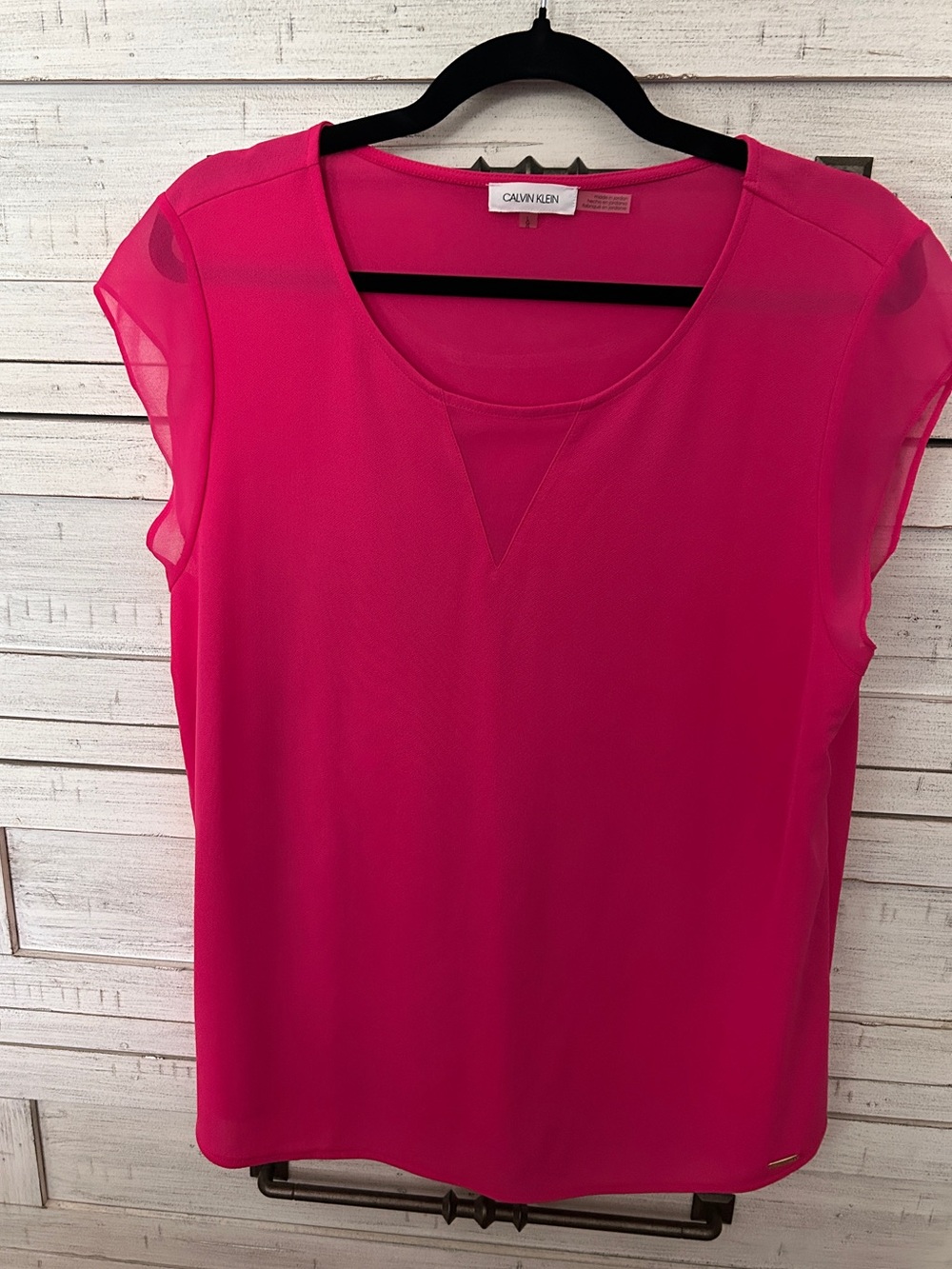 Calvin Klein Hot Pink Cap Sleeve Blouse